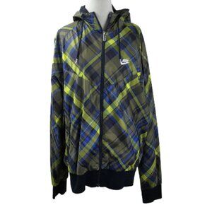 Nike Plaid Hooded Lightweight Jacket xl